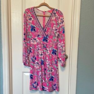 Lilly Pulitzer Vibrant Pink and Blue Long Sleeve Dress